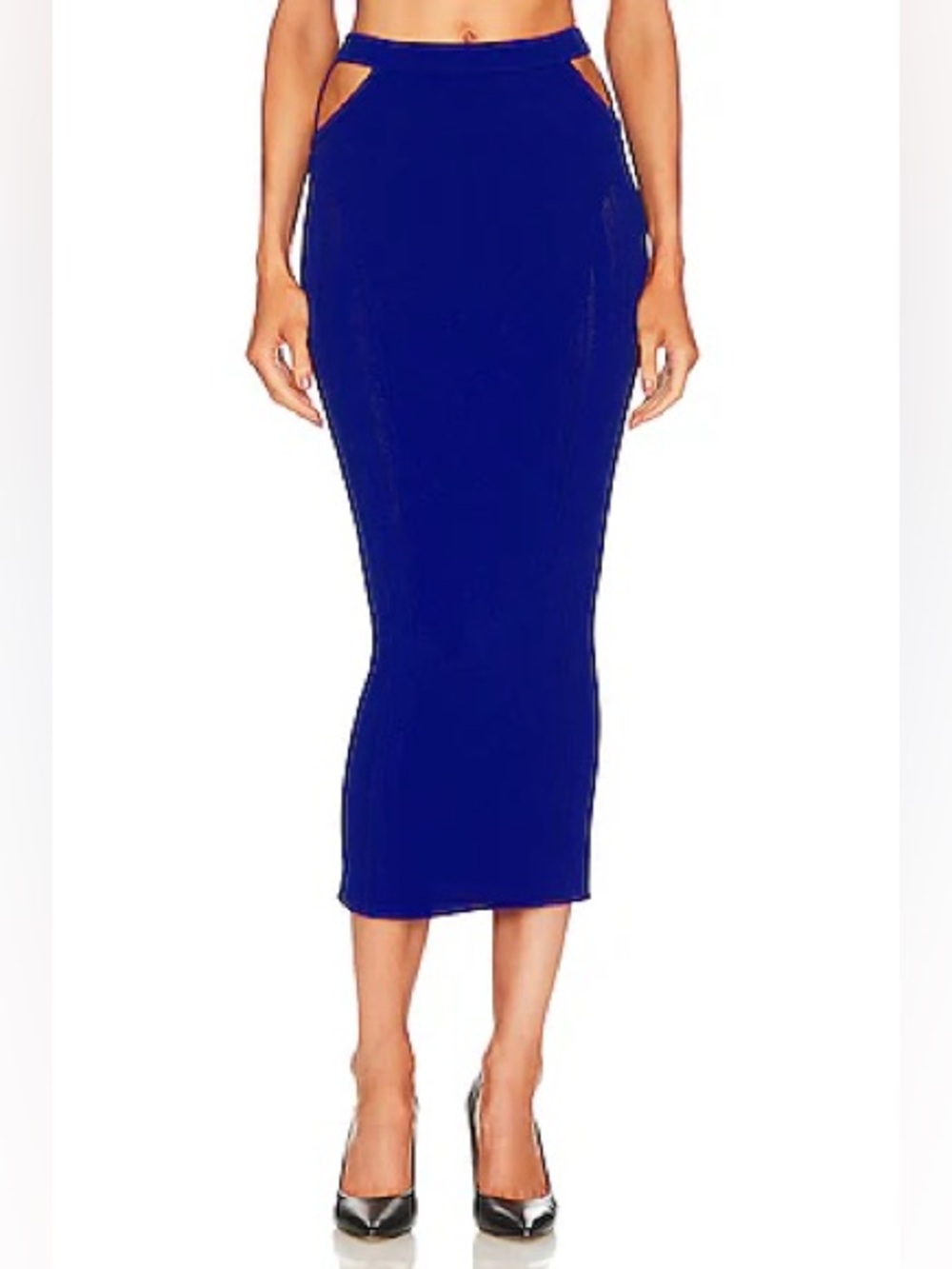 NWT FLEUR DU MAL  Knit Cut Out Skirt in
Electric Blue Size Medium